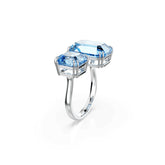 Millenia open ring, Octagon cut, Blue, Rhodium plated